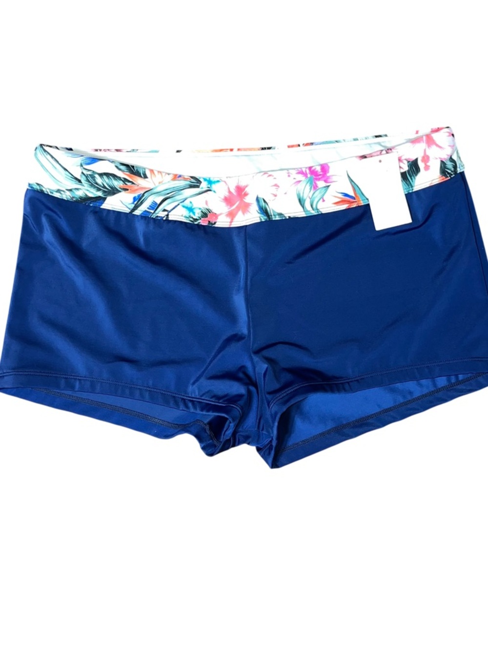 South Point Navy Blue Swim Shorts Floral Waist Pull On NWT 16